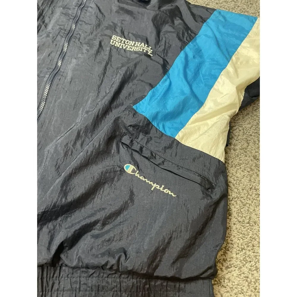 VTG Seton Hall Champion‎ Windbreaker Jacket Men's XL Full Zip University College